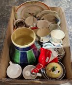 Royal Doulton 'Pretty Ladies Christmas Celebration' model of a female, a Burleigh ware lidded