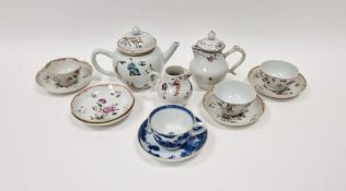 Group of 18th century Chinese Export porcelain teawares, including: a globular teapot and cover