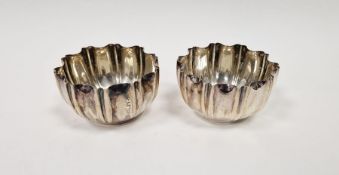 Pair late Victorian silver sugar bowls, having crimped borders, Sheffield 1896, maker Edmund Bell,