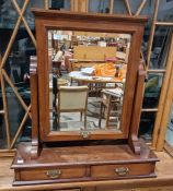 Late 19th/early 20th century mahogany dressing table swing mirror raised over two short drawers,