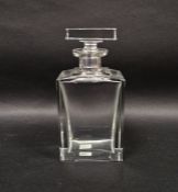 A contemporary rectangular section spirit decanter and stopper, of thick-walled construction with