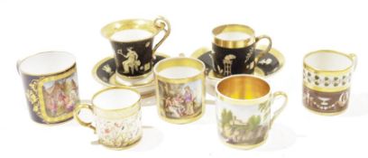 Group of early 19th century Paris, Sevres-style and Vienna-style coffee-cans, including: a Dihl et