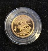 Elizabeth II (1952-2022), proof half sovereign, 1991, St George and dragon, date below. In