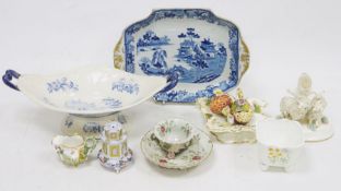 Group of Staffordshire pottery and porcelain, circa 1830 and later, including: a leaf-shaped