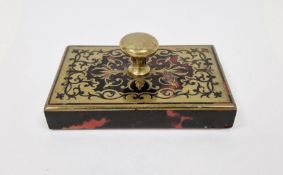 19th century red tortoiseshell and brass-mounted desk blotter with brass handle, rectangular,