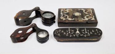 George III tortoiseshell and silver pique inlaid toothpick case, circa 1790-1800, of rounded