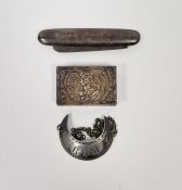 Georgian silver spirit label 'Rum', a George V silver folding fruit knife, Sheffield 1910, and an