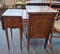 Victorian mahogany drop-leaf side table with two short drawers to the front raised on tapered