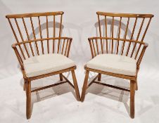 Two Fritz Hanson Windsor chairs designed by Ove Bouldt, 86cm high