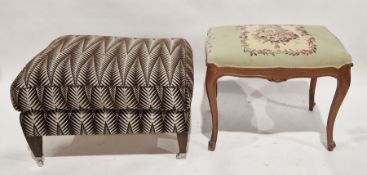 Modern large upholstered footstool of rectangular form, 78cm high together with another footstool