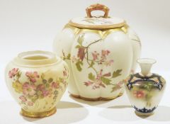 Late 19th century Royal Worcester ivory ground lobed pot-pourri vase and cover, a blush ivory ground