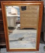 Mahogany framed wall mirror of rectangular form with gilt border, 83cm high x 57cm wide