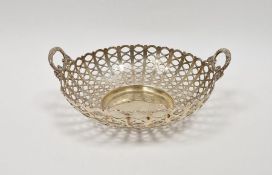 Edwardian silver two-handled fruit bowl, ovolo pierced sides and ring handles, Birmingham 1907,