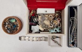 Assorted costume jewellery to include triple-strand crystal necklace (two boxes)