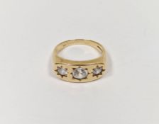 9ct gold and cubic zirconia dress ring set three cubics in star-setting