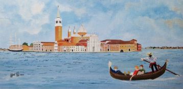 J S Joel(?) Pair gouache and watercolour drawings Venetian scenes, signed and dated 1990, 15cm x