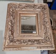 19th century later painted wall mirror of rectangular form with bevelled edge, currently painted