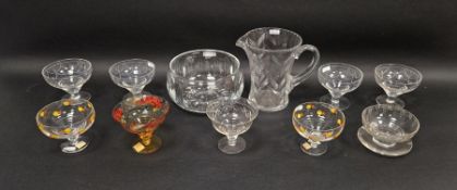Collection of Stuart and Webb glass and other items, circa 1930-50, including: four cut footed