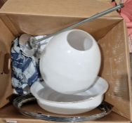 Two white glass ceiling light shades (2)