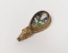 Copy of the 'Alfred Jewel' silver gilt having polychrome enamel medieval male figure beneath