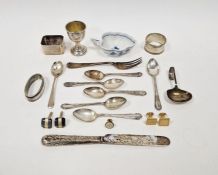 Group of predominantly late Victorian and Edwardian silver including three napkin rings, one