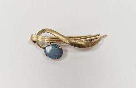 9ct gold and opal doublet brooch with stylised foliage