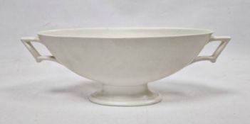 Mid-century Wedgwood white glazed two-handled flower-vase in the style of Constance Spry, printed