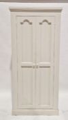 Modern white painted pine two door wardrobe, 200cm high by 91cm wide by 58cm deep
