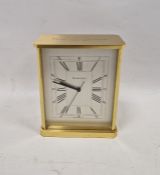 Tiffany & Co brass cased mantel clock engraved 'Presented to John Hollier from your friends at