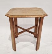20th century oak occasional table of octagonal form with X-frame stretcher, 59cm high x 53cm wide