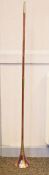 Copper and brass-bound hunting horn, 122cm