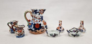 Three 19th century Mason's Ironstone imari pattern Hydra jugs, two Spode pottery miniature