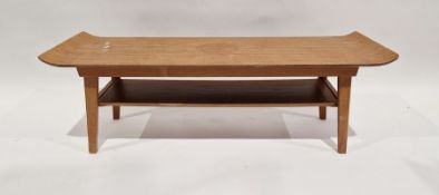 Mid century Myer teak two tier coffee with sleigh top, H. 38 x  L. 111 x W. 38