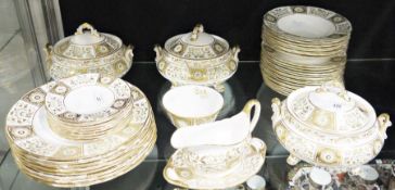 Royal Crown Derby 'Green Derby Panel' pattern part dinner-service, printed iron-red marks, pattern