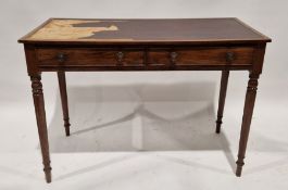 Late 19th/early 20th century desk of rectangular form, with two short drawers to the front, raised