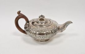 William IV teapot London 1835, maker J Wrangham and Moulson, oblate and repousse and rococo and