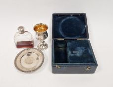 George IV engraved silver travelling communion set, the baluster goblet and stand engraved 'IHS'