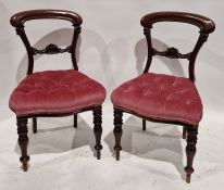 Pair of Victorian balloon-back chairs with pink upholstered seats ( 2)