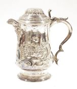 Large Victorian silver plated tankard/ewer, by Martin Hall & Co, the spout with moulded male head