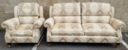 Modern sofa suite by Parker Knoll, comprising a two-seater sofa and an armchair, each upholstered in