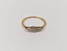 Early 20th century gold, platinum and diamond dress ring in Art Deco setting, having six diamonds in