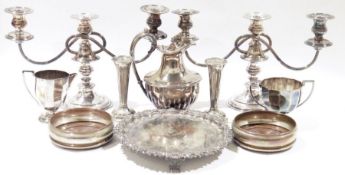 Extensive collection of silver plate and other metalwares to include a small salver, pair of three-