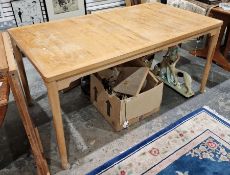 Garsnas, Sweden, lightwood extending dining table, rectangular, on turned supports, having two