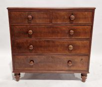 Victorian mahogany chest of drawers, with two short over three long graduated drawers, turned knob