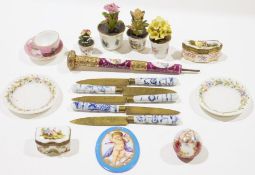 Group of Continental porcelain miniatures, late 19th/20th century, including: pill boxes, four