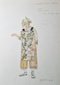 Three theatrical watercolour drawing sketches by Motley (XX), each signed and dated in pencil