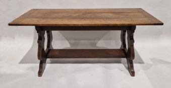 20th century oak dining table of rectangular form, 75cm high x 170cm long