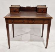 19th century mahogany ladies writing desk, with two single drawers to the top with pierced metal