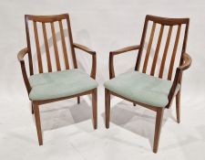 Pair of mid-century G-Plan carver dining chairs with upholstered seats, 89cm high approx.