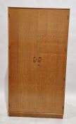 Mid century Meredew oak two door wardrobe, measuring approximately 176cm high by 92cm wide by 53cm